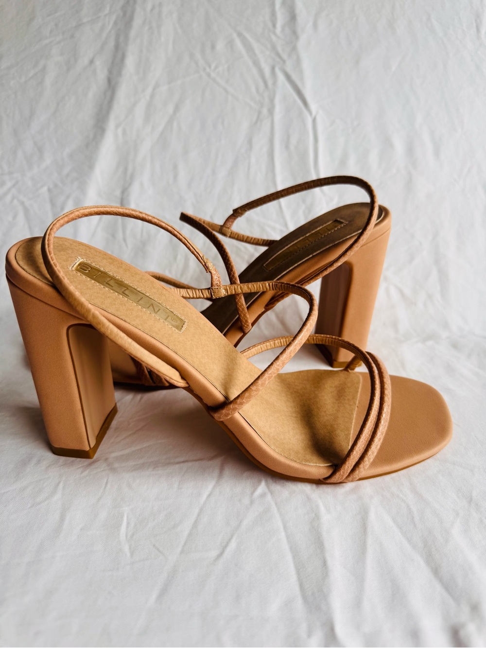 Billini Tan Strappy Block Heel Sandals